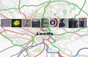 Map of Leeds with the word Horsforth spelt out with different letters and pictures that resemble letters